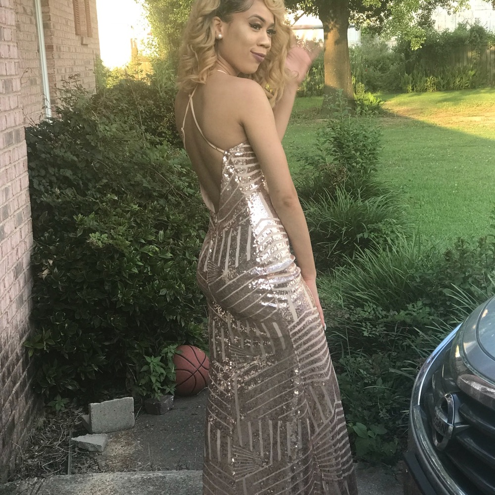 Gold Sequin Formal Dress